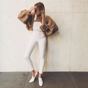 SSO White High Rise Skinny Overall